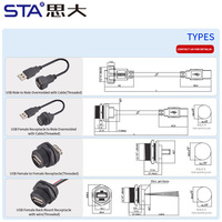 OEM ODM Waterproof USB2.0 Brass Contact Male to Female Socket Adaptor Cable 1M 2M 3M 5M