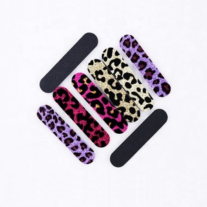 Ziri Factory Wholesale Mini Disposable Nail Files 180/240 Double Leopard Limas Kids Emery Board Custom Logo Nail Art Sponge