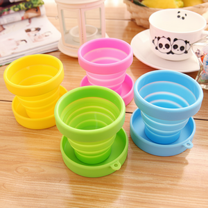 Tasse pliante rétractable en silicone portable NO avec couvercle 200ML tasse d'eau de voyage en plein air résistante aux hautes températures - Product Image 1