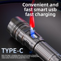 Lampe torche puissante super-lumineuse longue portée, portée du faisceau de 500 m, charge USB, design étanche, construction en alliage d'aluminium