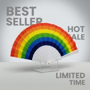 Abanicos de Mano de Plástico Promocionales de 23 y 33 cm, Abanicos Chinos de Arcoíris, Abanicos Plegables Personalizados para Bodas - Product Image 4