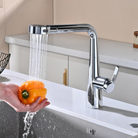 Robinet de cuisine monocommande avec douchette extractible, mitigeur eau chaude et froide, en laiton, avec cartouche céramique, à poser sur plan, finition brossée, garantie 5 ans