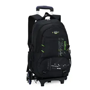 Hochwertige Jungs Trolley Schultaschen Studenten Nylon Trolley Laptop-Rucksack mit Rädern große Kapazität Jugendliche Rucksack mit Rädern