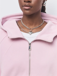 高品質カスタムピンクレディーススポーツスーツ1セット、通気性のあるエコフレンドリーなジップアップ長袖フード付きスウェットシャツ付き - Product Image 5