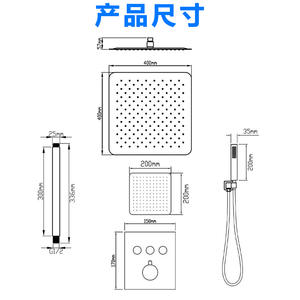 Ensemble de douche de salle de bain encastré, boutons faciles à utiliser, design mural en acier inoxydable, corps de vanne tout en cuivre, jet doux - Product Image 6