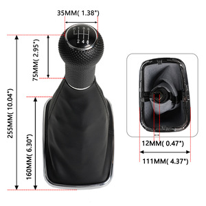Car Gear <b>Shift</b> <b>Knob</b> Leather 5 Speed 6 Speed For Volkswagen Bora Golf 4 Ergonomic Design - Product Image 3