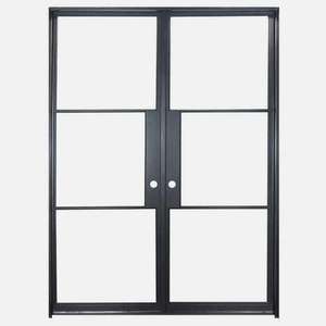 Porte extérieure automatique battante en fer forgé, style rustique, verre dépoli noir, prix abordable, vente chaude, style méditerranéen - Product Image 3