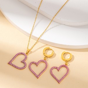 Conjunto de Joyería Punk de Acero de Titanio para Mujer, Estilo Europeo Americano, con Piedra de Amor Hao, Diamantes Completos, Simple, Combinable con Todo, para Clavícula - Product Image 3