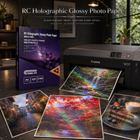 Papier photo holographique arc-en-ciel personnalisé, finition brillante, feuilles de papier photo RC, impression photo créative, papier photo arc-en-ciel