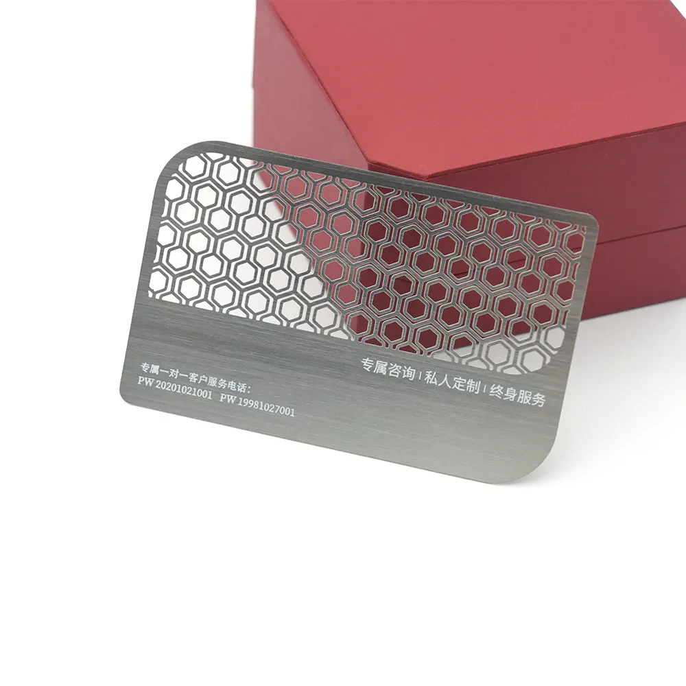 अनुकूलित उत्कीर्ण स्टेनलेस स्टील धातु कार्ड व्यवसाय वाइप चिप कार्ड ब्रश किए गए धातु व्यापार कार्ड