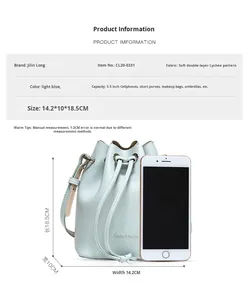 Modische Damen Crossbody Einzel-Schultertasche aus PU-Leder mit Zugbandverschluss Große Größe Weiche Leder-Handtasche - Product Image 6