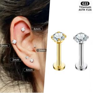 Pendientes <span class=keywords><strong>de</strong></span> titanio F136 con circonita <span class=keywords><strong>para</strong></span> bodas, varios tamaños, accesorios <span class=keywords><strong>de</strong></span> <span class=keywords><strong>piercing</strong></span> en <span class=keywords><strong>espiral</strong></span>, labret simple y brillante, anillo <span class=keywords><strong>para</strong></span> nariz y lengua. - Product Image 1