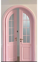 Puerta de Vidrio con Arcos Franceses en Negro Brillante para Entrada, Diseño Interior con Diseño Gráfico, Característica Resistente al Viento, Garantía de 5 Años