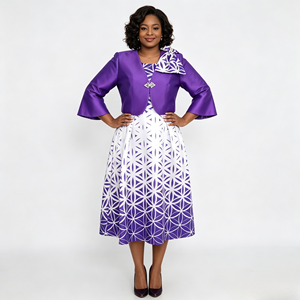 Vestido de Alta Calidad para Mujer, Talla Grande, Estilo Africano, Conjunto de 2 Piezas, Vestido y Abrigo para Mujer, Vestido de Iglesia - Product Image 1