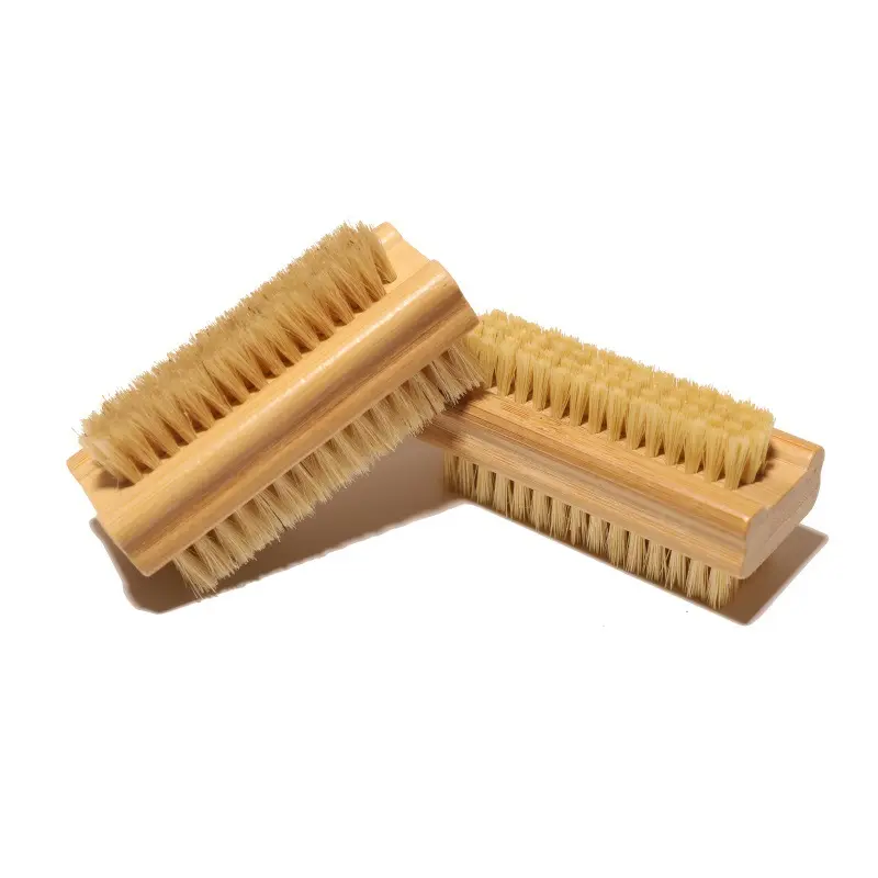 Customized Eco Friendly Sisal Bamboo Double Sided Nail Brush Pedicure Fingernail Nails Scrubbing Cleaning Dust Brush