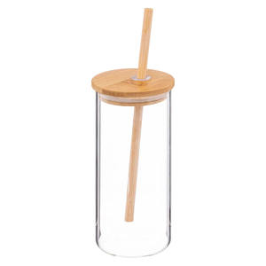 Verre à cocktail Palm 40CL avec paille en verre et bambou - Product Image 1