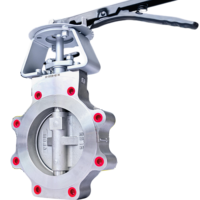Vanne papillon à double excentrique à joint souple, siège métallique CF8M en acier inoxydable 316, type à bride, pour produits pétrochimiques et eau, commande manuelle
