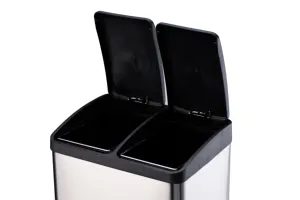 Bins Trash Can 40L 45L 54L Stainless Steel Recycling Bin Double Triple Compartment Trash Can