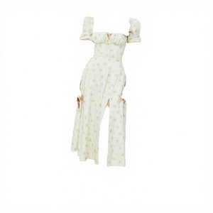 Vestido Midi OEM Personalizado de Verano, Estilo Vintage, de Algodón Tejido, con Mangas Abullonadas, Corte en A, Estampado Floral, Casual, Ecológico, Lavable, con Cintura Natural - Product Image 4