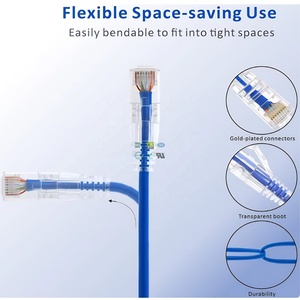 Câble Patch Cat6 UTP Slim 25cm 28AWG Transparent Connecteur <span class=keywords><strong>RJ45</strong></span> Câble Réseau Ultra Fin Cat6A Cordon Ethernet Ultra Mince - Product Image 3