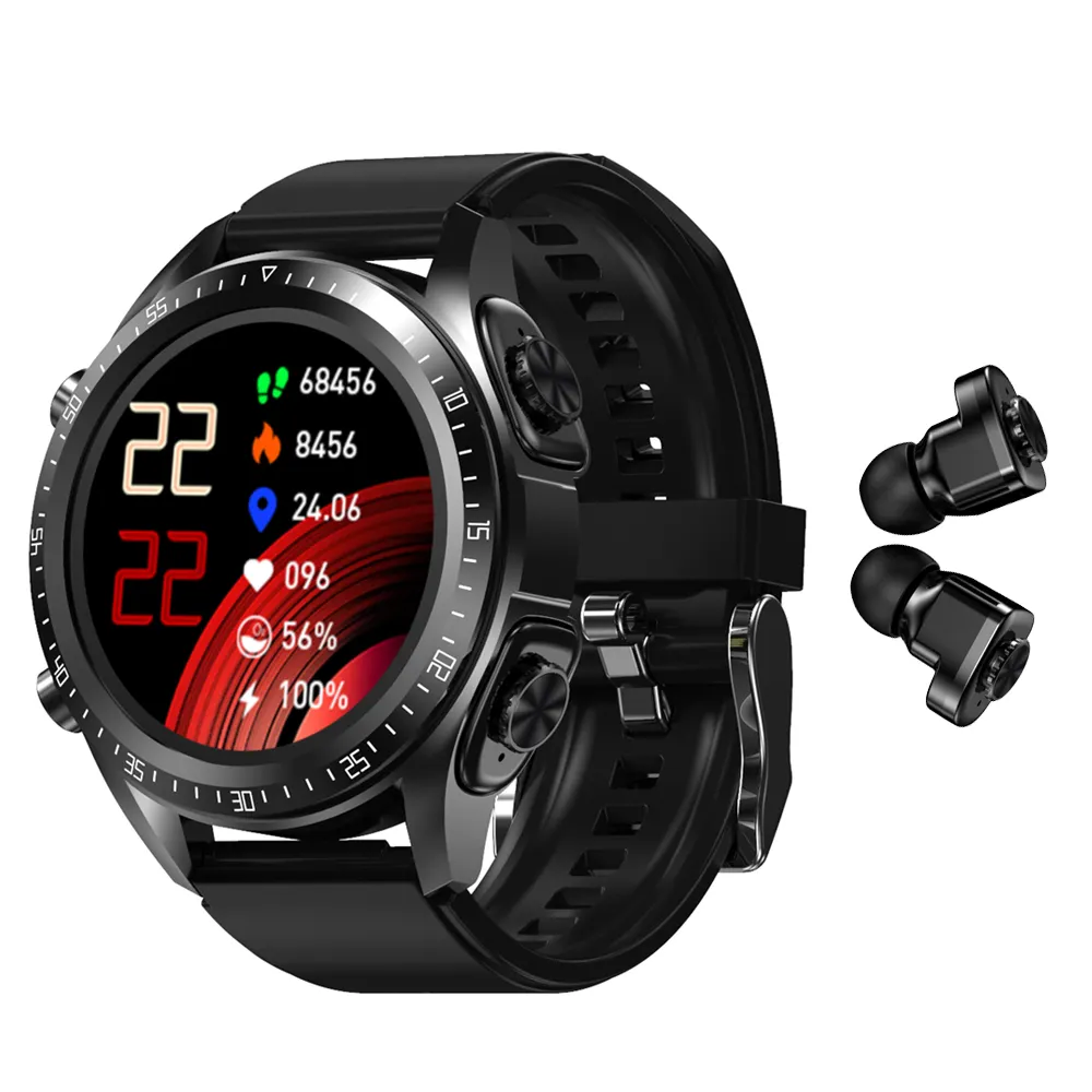 JM03 TWS jam tangan pintar modis 2 in 1, jam tangan pintar IP67 tahan air, jam tangan pintar bisnis olahraga dengan earphone
