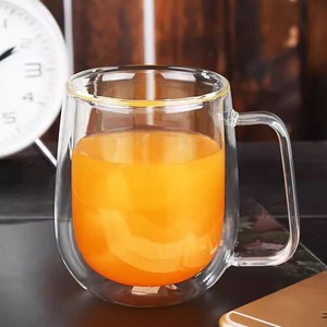 Meilleur vendeur haute teneur en borosilicate <span class=keywords><strong>Double</strong></span> couche <span class=keywords><strong>paroi</strong></span> jus clair lait thé bière tasse à café <span class=keywords><strong>verre</strong></span> avec poignée - Product Image 5