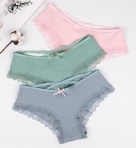 Sexy Kanten Ondergoed Voor Vrouwen Lage Taille Geribbeld Cross-Mooie Billen Katoenen Kruis Slips Voor Vrouwen - Product Image 2
