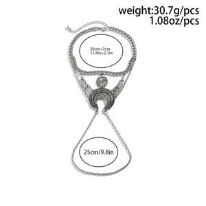 Bracelet de bras bohème rétro <span class=keywords><strong>attrape</strong></span>-rêves avec pendentif feuille, pompon et plume pour femme - Product Image 4
