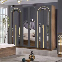 Ensemble de chambre à coucher 5 pièces noir king size en gros, suite de chambre double avec cadre en bois et tête de lit, mobilier de chambre moderne pour la maison