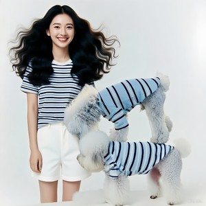 Conjuntos de Ropa para Perros y Dueños, Diseño a Rayas, Serie <span class=keywords><strong>MIU</strong></span>, Ropa Fresca de Verano para Exteriores - Product Image 4