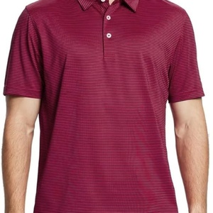 Chemise de golf à manches courtes pour homme, respirante, anti-humidité, en tissu tricoté, imprimé rayé, coupe classique - Product Image 3
