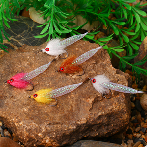 Vente en gros 3.15 pouces de long 3D yeux de poisson Mylar méné mouches <span class=keywords><strong>Flash</strong></span> Tube Streamer pêche à la mouche mouche bar truite saumon leurres de pêche - Product Image 5