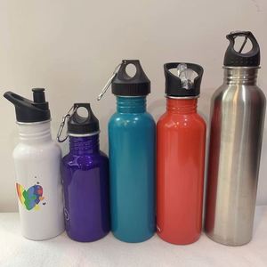 Bouteille d'eau en acier inoxydable à paroi simple de 400-1000 ml, à large ouverture, gourde de sport portable, anti-fuite, pour le cyclisme en plein air, la remise en forme - Product Image 5