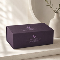 Boîte cadeau rigide magnétique avec laminage mat violet personnalisé, impression couleur Pantone, insert pour emballage de parfums et de cosmétiques