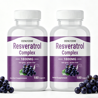 Capsules végétaliennes de trans-resvératrol haute pureté, complément pour un vieillissement sain, extrait de Polygonum cuspidatum 98% naturel, qualité alimentaire