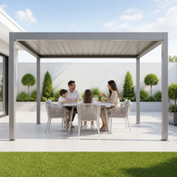 Gazebo Pro Éco-responsable Premier Elite : Zone de repas chic et moderne, véranda haut de gamme avec embellissement de jardin