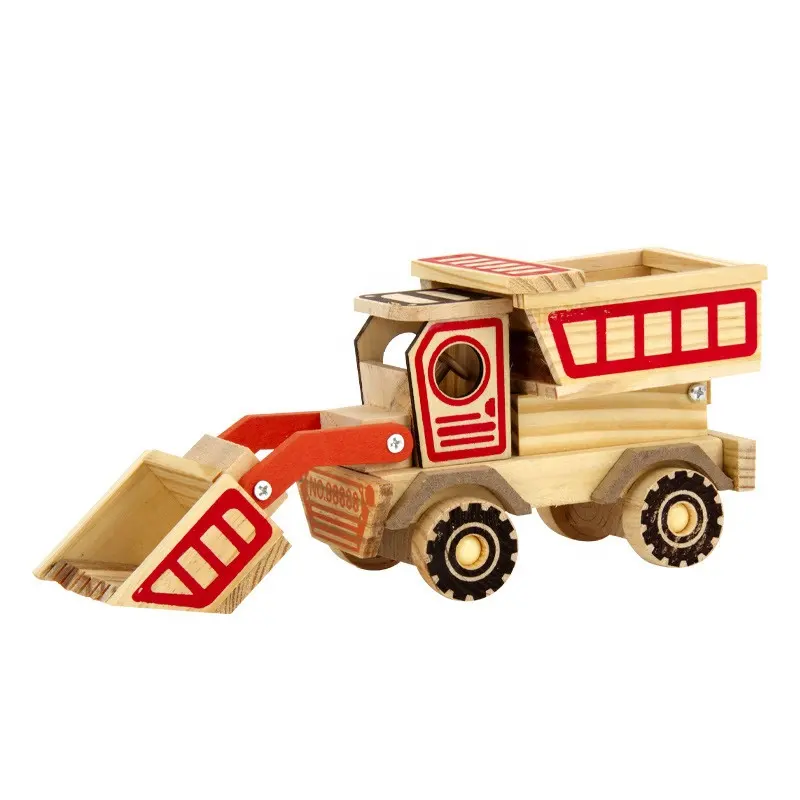 New kid Bulldozer Engineering Vehicle Model Kits Wooden Toys For Children