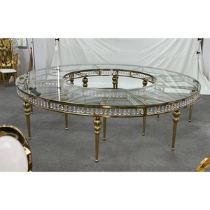 Hotel diseño moderno cristal superior acrílico pierna banquete mesa de comedor rectangular JJ240061 transparente acrílico mesa de boda - Product Image 3