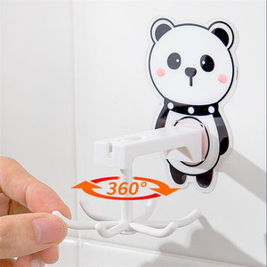 Cartoon <b>Rotatable</b> Hook Wall Mounted Kitchen <b>Storage</b> <b>Rack</b> Strong Adhesive No Drilling Required Multi Hook Design - Product Image 2