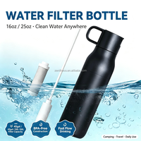 Bouteille d'eau isotherme en acier inoxydable à double paroi avec filtre, gourde de voyage réutilisable pour le camping et la randonnée
