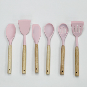 Hot Sale 12 Pieces Kitchen Accessories Cooking Tools Silicone <strong>Cookware</strong> Kitchen Utensils <strong>Sets</strong> With Wooden Handle - Product Image 4