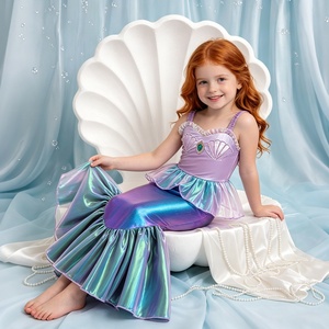 MQATZ Costume da <span class=keywords><strong>Sirena</strong></span> Ariel per Bambine, Vestito di Halloween in Spandex con Coda di Pesce e Pizzo, Costume da <span class=keywords><strong>Principessa</strong></span> per Spettacoli - Product Image 1