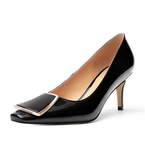 Escarpins élégants pour femmes, talons carrés, talons kitten, chaussures de <span class=keywords><strong>mariage</strong></span>, à enfiler, boucle carrée, couleur unie, talons aiguilles sexy - Product Image 1