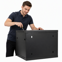 Kabinet Server Dinding Dua Bagian 19-inci 12U Hitam Buatan Zhejiang, Baja SPCC Cold Rolled, Standar ANSI/EIA RS-310-D ETSI