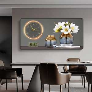 Moderno Quadro da Parete in Porcellana Cristallina con Stampa Floreale e Orologio con Calendario Perpetuo per Decorazione Ristorante - Product Image 3