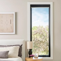Ventana de Vidrio Fija de Doble Acristalamiento de Aluminio Negro de Estilo Moderno, Ventanas Abatibles Antirrobo para Exteriores