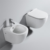 Ensemble de toilettes publiques en céramique avec bidet suspendu au mur pour salle de bain, ensemble de toilettes avec bidet mural en céramique pour sanitaire européen