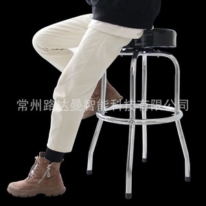 Taburete de Bar Ludaman de Acero Inoxidable con Asiento Redondo Negro, Resistente para Uso Comercial - Product Image 3