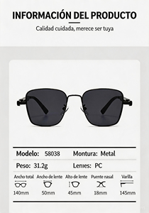 Lentes de Sol para Hombre y Mujer, Gafas de Sol Polarizadas, Metal Dorado, Cuadradas, Retro, Bisagra de Resorte, Precio de Fábrica, Venta al Por Mayor - Product Image 3