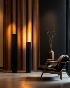 Dekorasi 3D interior kayu laminasi GMT dinding bergalur panel akustik Kayu slat